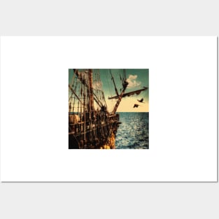 Sailing The Ocean On A Tall Ship Posters and Art